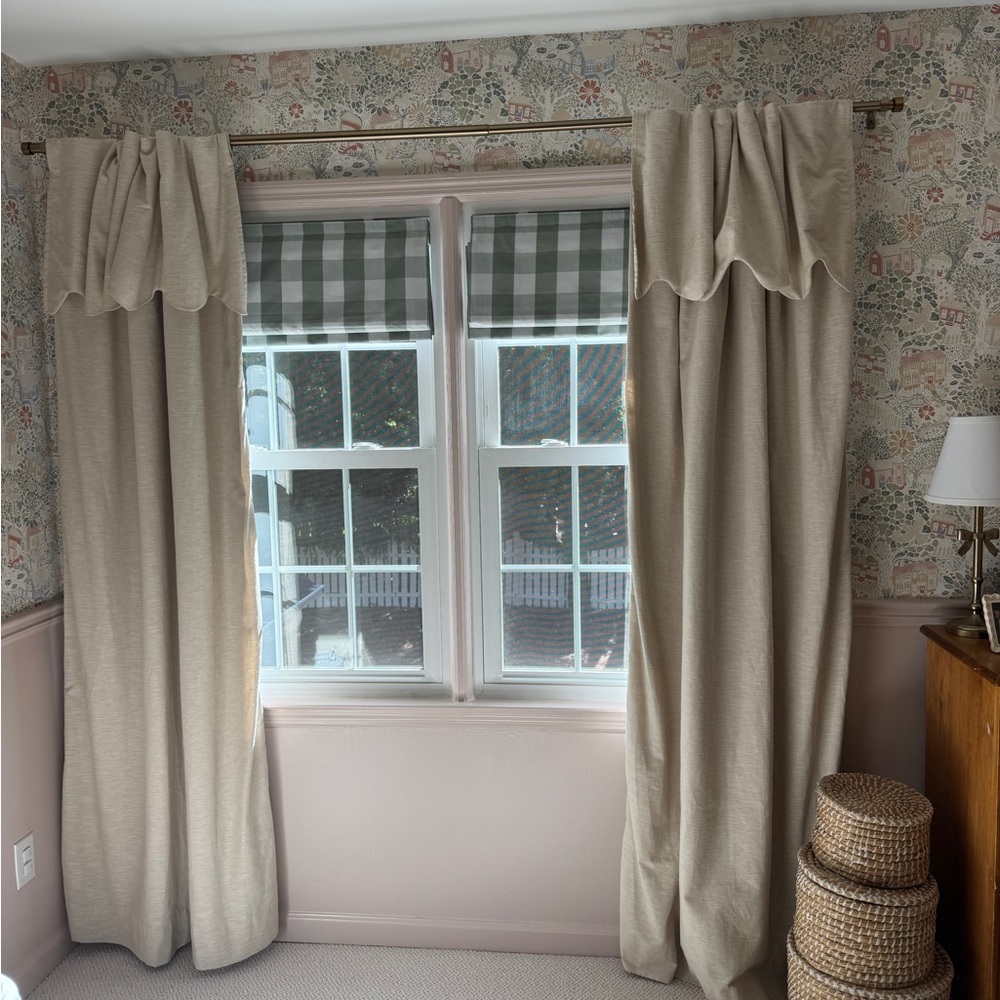 Pottery Barn Evelyn Linen Scallop Blackout Curtains